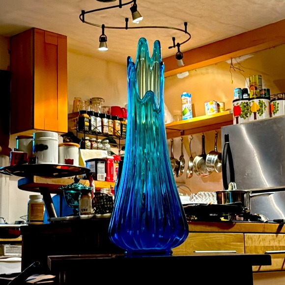 MCM PEACCK BLUE LE SMITH VASE - Picture 1 of 2